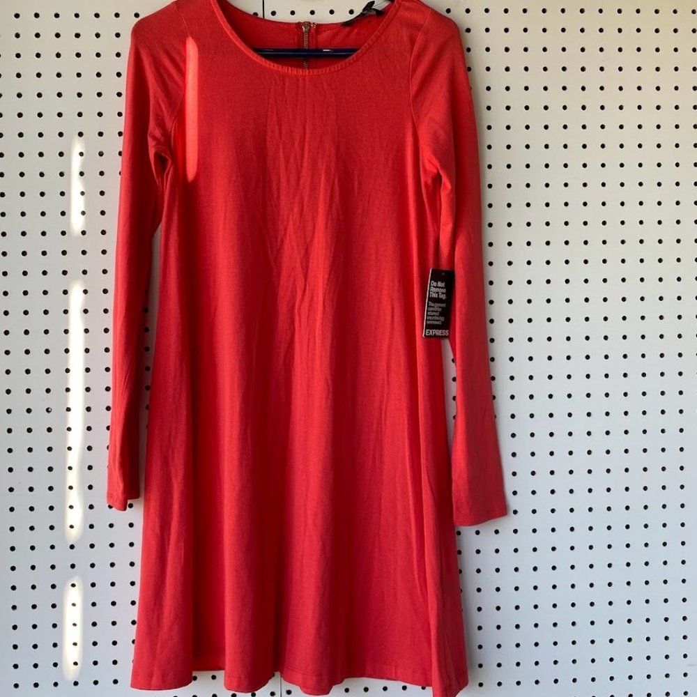 Express Orange/Salmon Long Sleeve Mini Dress